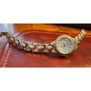 Women's Silver Tone Scketches Watch. Light Blue Face